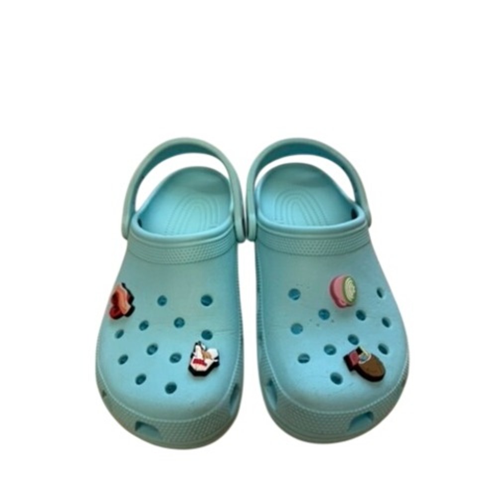 "Crocs" Classic Clog Light Blue Charms Mens 7 Womens 9 10001 Waterproof Beach